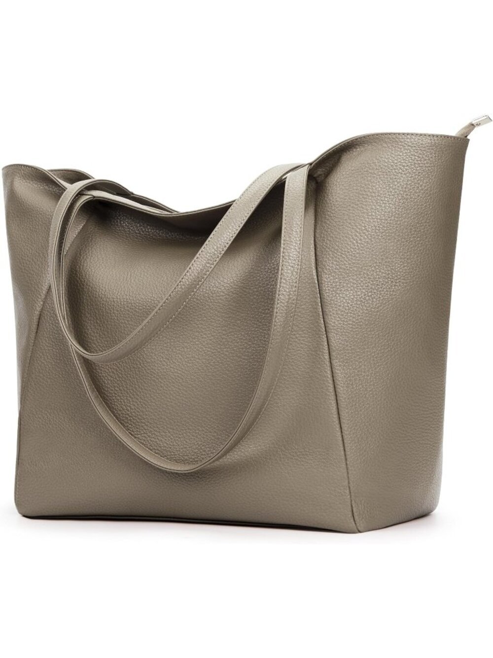 Women's Grey Vegan Leather Casual Zipper Pocket Hobo Bag Tote Handbag